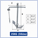 Heavy Duty Hot Dipped Galvanized Foldable Admiralty Anchor, Boat Kedge Anchor for Yacht, Sailboat, Docking, Mooring, and Marine Use