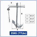 Heavy Duty Hot Dipped Galvanized Foldable Admiralty Anchor, Boat Kedge Anchor for Yacht, Sailboat, Docking, Mooring, and Marine Use