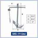 Heavy Duty Hot Dipped Galvanized Foldable Admiralty Anchor, Boat Kedge Anchor for Yacht, Sailboat, Docking, Mooring, and Marine Use