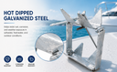 Heavy Duty 25 lbs Hot Dipped Galvanized Fold-And-Hold Anchor, Boat Anchor for Sailing, Yacht, Docking, Mooring, Fishing, and Marine Use