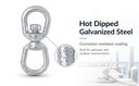 1" Eye & Eye Swivel for Marine Boats – Hot Dipped Galvanized Mooring Connector, 12,500 lbs WLL Eye & Eye Swivel