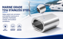 4 Pcs T316 Stainless Steel 3/4" Wire Rope Oval Sleeve – Marine Crimping Ferrule for Cable Rigging & Looping