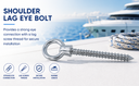 4 Pcs T316 Stainless Steel 5/8" x 5" Shoulder Lag Eye Bolt – Marine Screw Eye Anchor for Boat Rigging & Mounting