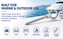 T316 Stainless Steel 5/8" x 5" Shoulder Lag Eye Bolt – Marine Screw Eye Anchor for Boat Rigging & Mounting