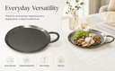 8" Stainless Steel Round Serving Platter – Ottoman Tray with Handle for Kitchen, Parties & Decorative Display