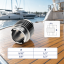 Marine Grade T303 Stainless Steel Thread Plain Lag Insert, Cable Rail Screw Insert for Deck, Stair, Balcony, and Railing Systems