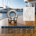 Marine Boat G60 Clevis Shackle, T318 LN Stainless Steel Chain Shackle for Rigging, Lifting, Dock, and Outdoor Hardware