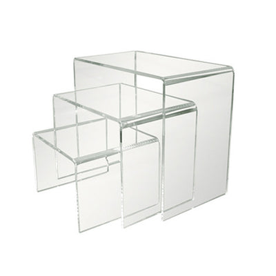 3 Pc 6" 8" 10"H Clear Acrylic Display Risers, Jewelry Display Riser ,Shelf Showcase Fixtures