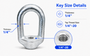 20 Pcs Marine Hot Dipped Galvanized Steel 1/4" Thickness Eye Nut 1/4"-20 Tap Size 520 Lbs WLL