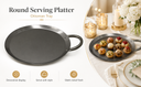 8" Stainless Steel Round Serving Platter – Ottoman Tray with Handle for Kitchen, Parties & Decorative Display