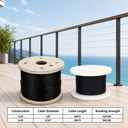 1/8" and 3/16" Marine Grade Stainless Steel Black Oxide Cable, 500FT 1x19 Wire Rope for Cable Railing and Deck Projects