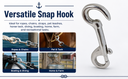 Marine T316 Stainless Steel 5"L Open Eye Bolt Snap Hook Snap Lock