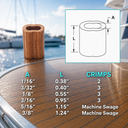 Copper Crimping Loop Sleeve for Wire Rope, Double Barrel Ferrule Cable Sleeves for Rigging, Railing, Loop Ends, and Utility Hardware