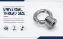 1/2" T316 Stainless Steel Eye Nut – 2,000 lb Lifting Eye Nut UNC Thread for Marine, Boat, Rigging & Lifting Applications