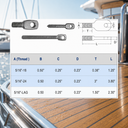 5 Pc Set T316 Stainless Steel Marine Boat Threaded Eye Tab, 0.25" Eye Hole Rigging Tab for Cable, Rope, and Deck Hardware