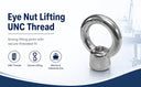 1/2" T316 Stainless Steel Eye Nut – 2,000 lb Lifting Eye Nut UNC Thread for Marine, Boat, Rigging & Lifting Applications