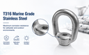 Threaded Eye Nut Ring Oval Lifting Marine Forged Style Stainless Steel T316