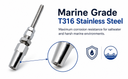 4 Pcs Marine T316 Stainless Steel 3/16" Swageless Threaded Stud 5/16" Thread For 3/16" Cable