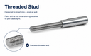 Marine Deck Boat Set Screw Threaded Stud For 1/8", 3/16" 1/4" Cable Wire Stainless Steel T316