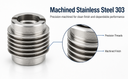 4 Pcs T303 Marine Stainless Steel 1/4"-20 Threaded Lag Insert Screw Threaded Insert