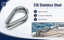 10 Pcs Marine T316 Stainless Steel 3/32" Wire Rope Thimble Commercial Light Duty Type