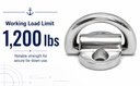 Stainless Steel 316 Folding Pad Eye D Ring Tie Down 3/16" Marine Grade