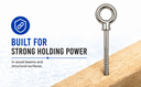 Marine T316 Stainless Steel 3/8" x 4" Screw Lag Eye Bolt