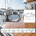 Marine Stainless Steel Rope Sheet Snap Shackle, Quick Release Rope Shackle for Yacht, Sailboat, Dock, Rigging - PACK 4