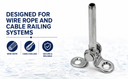 20 Pcs Marine T316 Stainless Steel 1/8" Deck Toggle Swage Stud Cable Railing