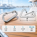 Marine Boat T316 Stainless Steel Spring Clip with WLL, Rigging Lift Link Clip for Rope, Chain, Cable, and Dock Hardware