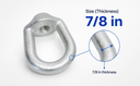 4 Pcs Marine Hot Dipped Galvanized Steel 7/8" Thickness Eye Nut 1"-8 Tap Size 9,500 Lbs WLL