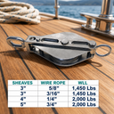T304 Stainless Steel Swivel Eye Block Sheave for Wire Rope, Marine Pulley Block for Cable, Rigging, Boat, and Outdoor Use
