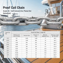Grade 30 Hot Dip Galvanized Steel Proof Coil Chain, Utility Chain for Towing, Securing, Rigging, and Outdoor Use