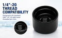 10 Pcs UNC 1/4" - 20 Black Oxide T316 Stainless Steel Round Cap For Jam Nut Cable Rail Rope (RIGHT)