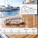Stainless Steel Gate Spring Snap Hook Lobster Claw Carabiner, Marine Boat Clip for Rope, Chain, Cable, and Outdoor Use - PACK 5