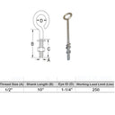 Marine Boat Stainless Steel T316 Turned Eye Bolt Nut and Washer Included