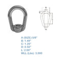 Marine T316 Stainless Steel EYE NUT 5/8" UNC Tap Thread 3,400 lbs WLL