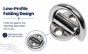 Stainless Steel 316 Folding Pad Eye D Ring Tie Down 3/16" Marine Grade