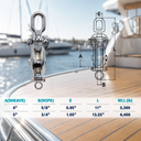 Heavy Duty T316 Stainless Steel Sheave Swivel Block, Hoist Lift Pulley Block for Rope, Wire, Marine, Rigging, and Outdoor Use