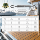 Mil-Spec T316 Stainless Steel Drop Forged Eye Eye Lifting Turnbuckle, Marine Grade Rigging Tensioner for Cable and Chain