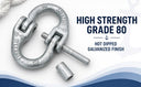 4 Pcs Grade 80 Hammerlock Coupling Link, 10mm Hot Dipped Galvanized Connector – 3.15 Ton (6,900 lbs WLL) for Chain Sling, Rigging & Lifting