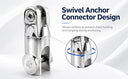 T316 Stainless Steel Anchor Swivel Connector 5-1/2" (139mm) – 8,600 lb WLL for 1/2"–5/8" Chain Marine Grade Boat Rigging