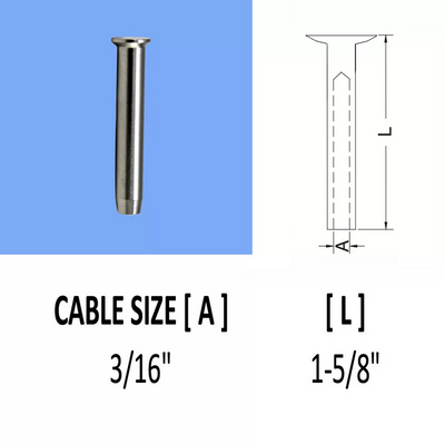 10 PC Stainless Steel Swage Stemball Hand-Crimp Metal Post 1/8", 1/4", 3/16" Cable Railing