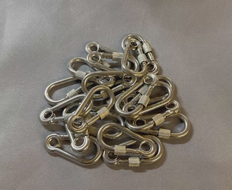 5 PC 1/4" Stainless Steel Carabiner Spring Snap Hook Eyelet & Screw 250 LB Cap
