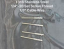 Marine Deck T316 Stainless Steel Set Screw Threaded Stud for 1/8" 3/16" 1/4" Cable Wire, Railing - PACK 4