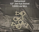 4 Pcs Marine Hot Dipped Galvanized Steel 1/2" Jaw & Eye Swivel Mooring Connector 3,600 lbs WLL