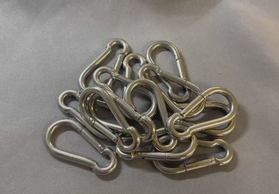 40 Pcs T316 Stainless Steel 3/16" x 50mm Carabiner Spring Snap Hook 120 Lbs WLL