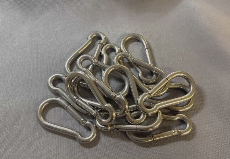 40 Pcs T316 Stainless Steel 3/16" x 50mm Carabiner Spring Snap Hook 120 Lbs WLL