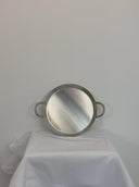 14" Stainless Steel Round Serving Platter – Ottoman Tray with Handles for Kitchen, Parties & Decorative Display
