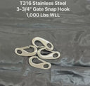Marine T316 Stainless Steel 3-3/4" Gate Snap Hook Carabiner Rigging 1000 Lbs WLL for Rigging, Sailing, and Outdoor Use